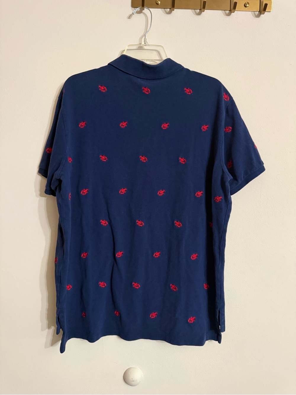 Polo Ralph Lauren Polo Shirt Mens XL Navy Custom Fit Lobster Embroidered Cotton - Picture 4 of 4